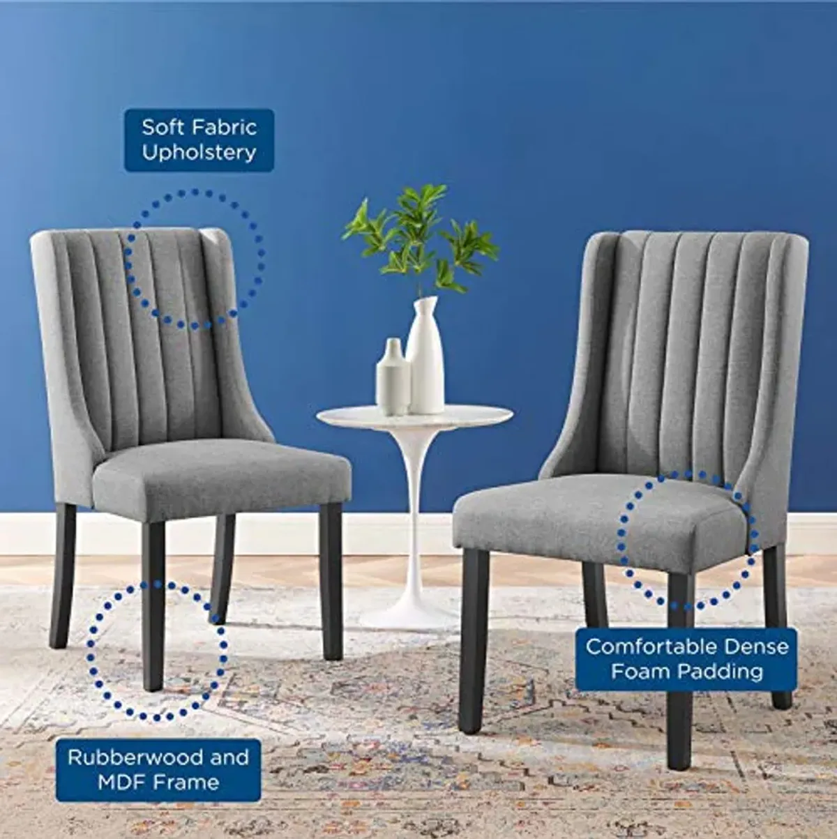 Modway EEI-4245-LGR Renew Parsons Fabric Dining Side Chairs - Set of 2, Light Gray