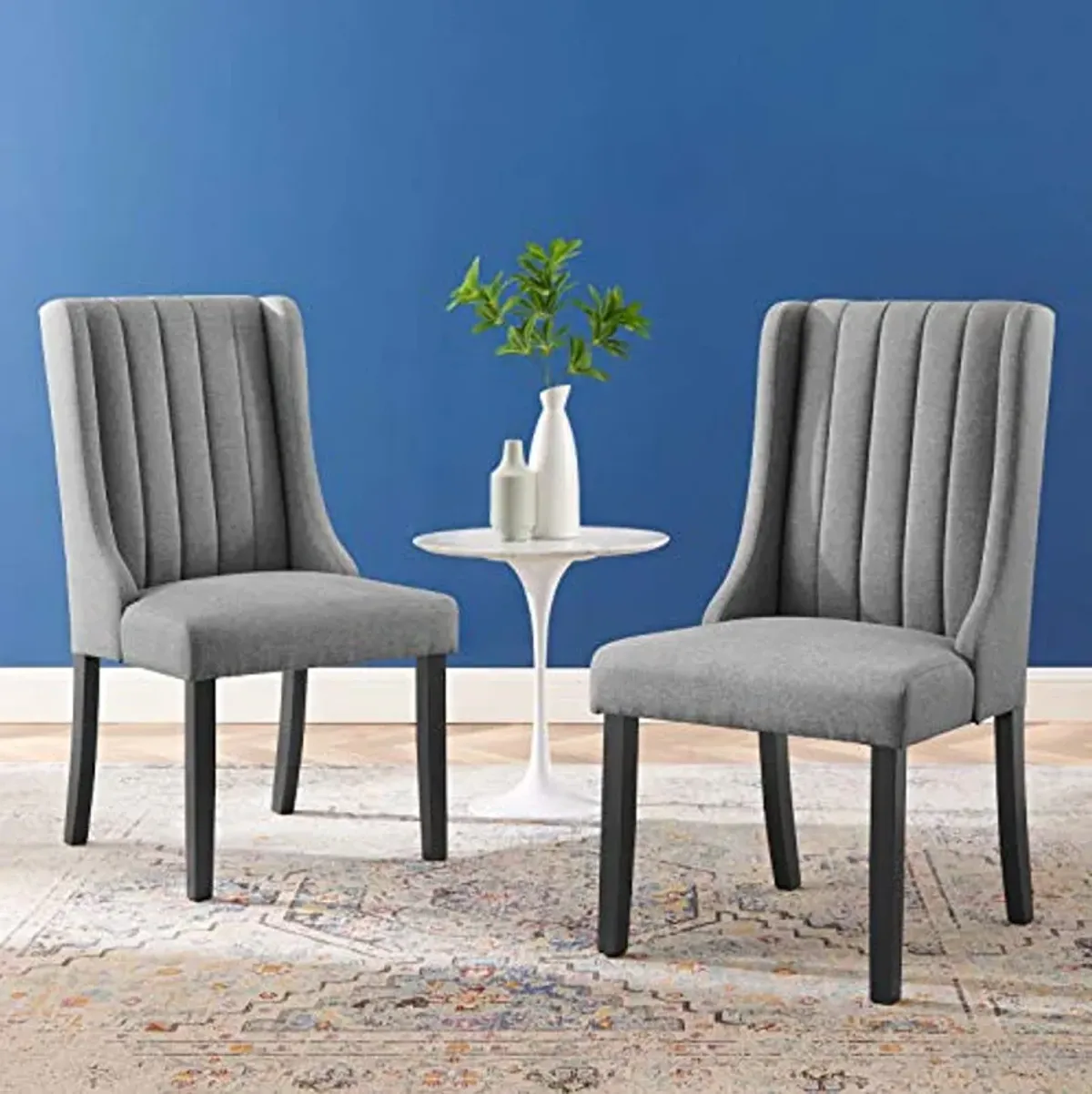 Modway EEI-4245-LGR Renew Parsons Fabric Dining Side Chairs - Set of 2, Light Gray