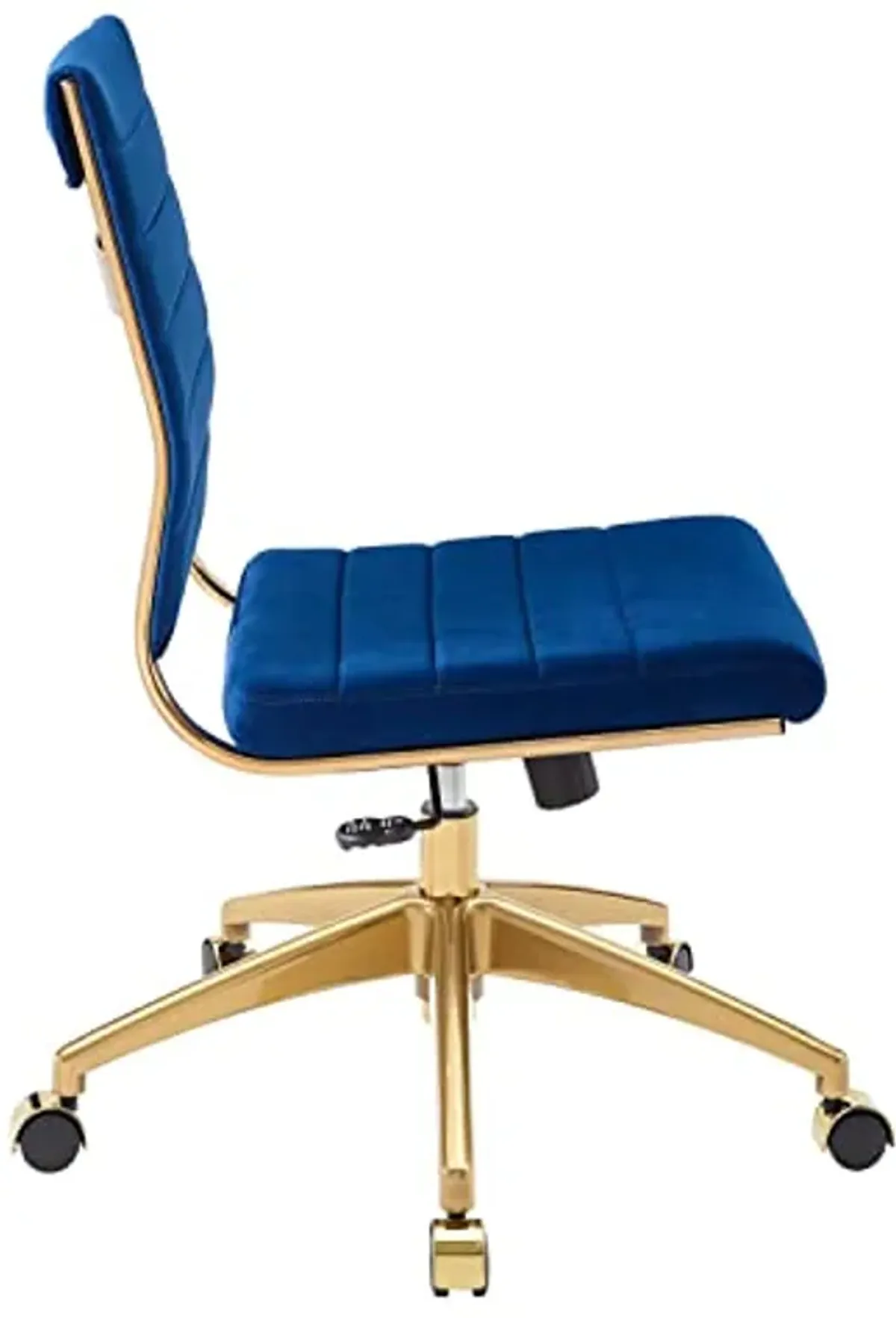 Modway Jive Ribbed Performance Velvet Mid Back Armless Computer Desk Swivel Office Chair, Navy