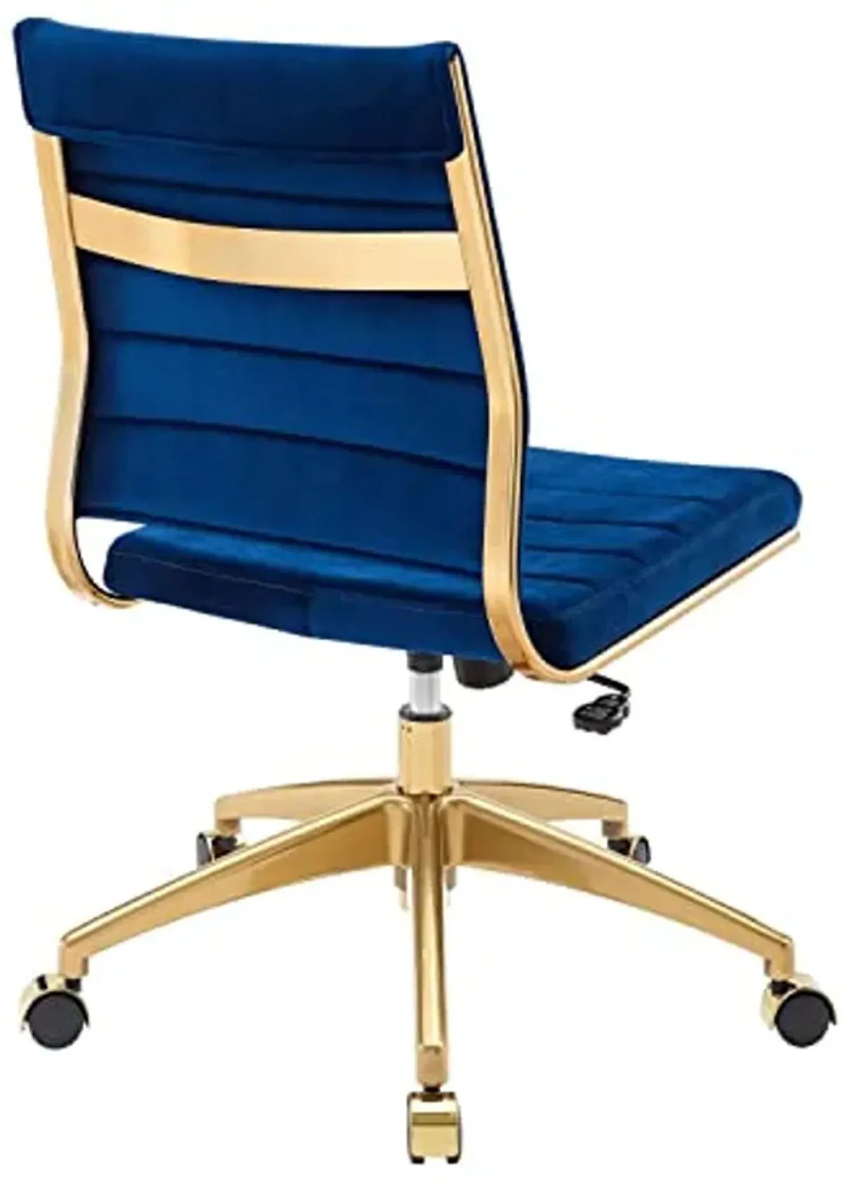 Modway Jive Ribbed Performance Velvet Mid Back Armless Computer Desk Swivel Office Chair, Navy