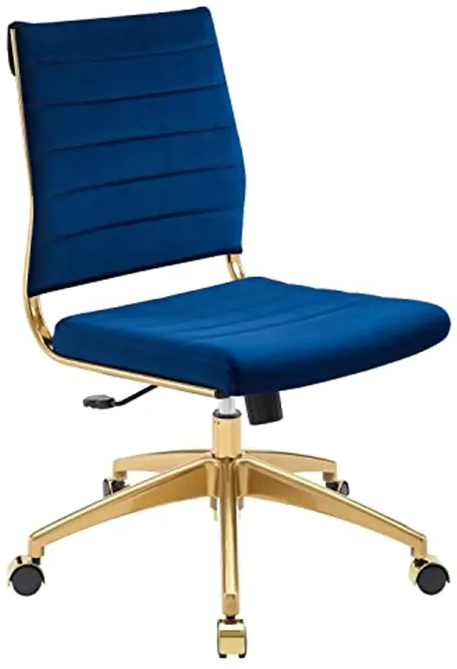 Modway Jive Ribbed Performance Velvet Mid Back Armless Computer Desk Swivel Office Chair, Navy