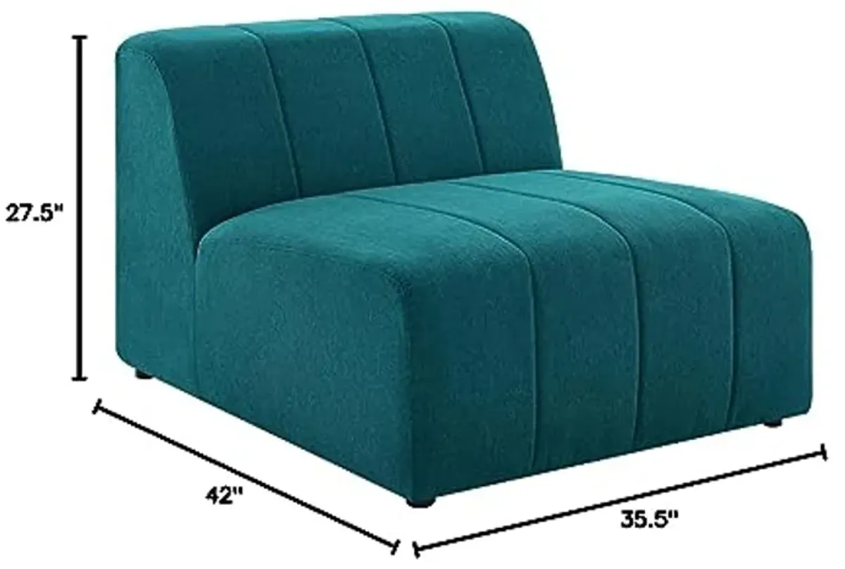 Modway Bartlett Channel Tufted Upholstered Sectional, Armless Chair, Teal