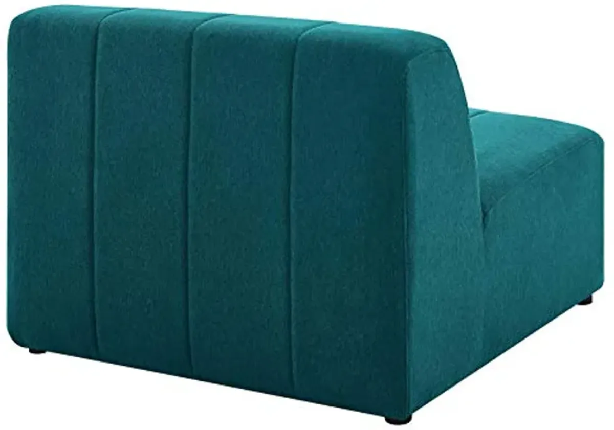 Modway Bartlett Channel Tufted Upholstered Sectional, Armless Chair, Teal