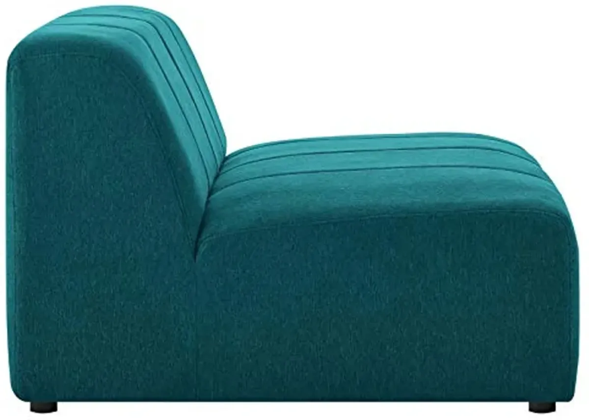 Modway Bartlett Channel Tufted Upholstered Sectional, Armless Chair, Teal