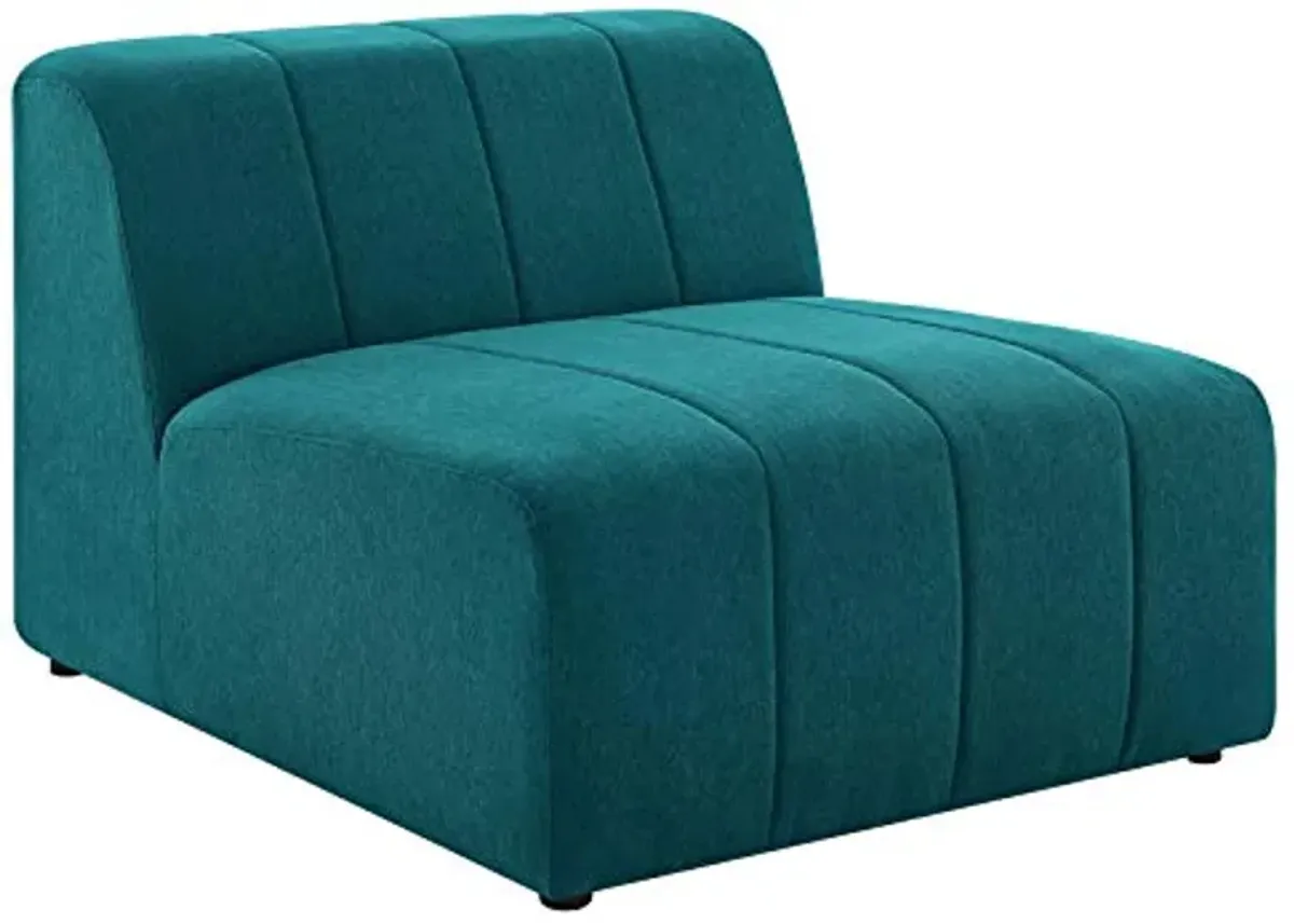 Modway Bartlett Channel Tufted Upholstered Sectional, Armless Chair, Teal