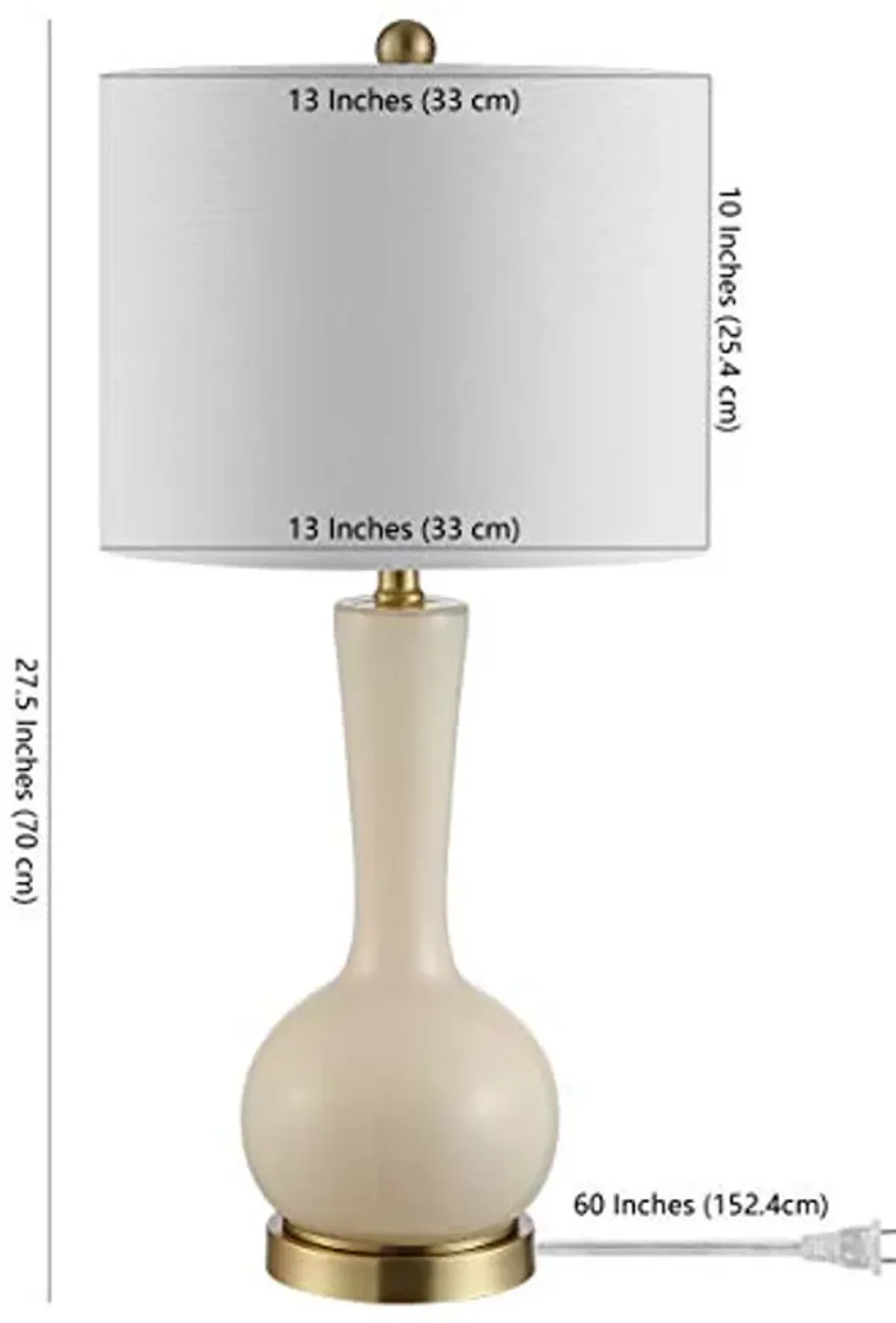 SAFAVIEH Lighting Collection Gaetna Modern Contemporary Ivory Glass 27-inch Bedroom Living Room Home Office Desk Nightstand Table Lamp (LED Bulb Included)