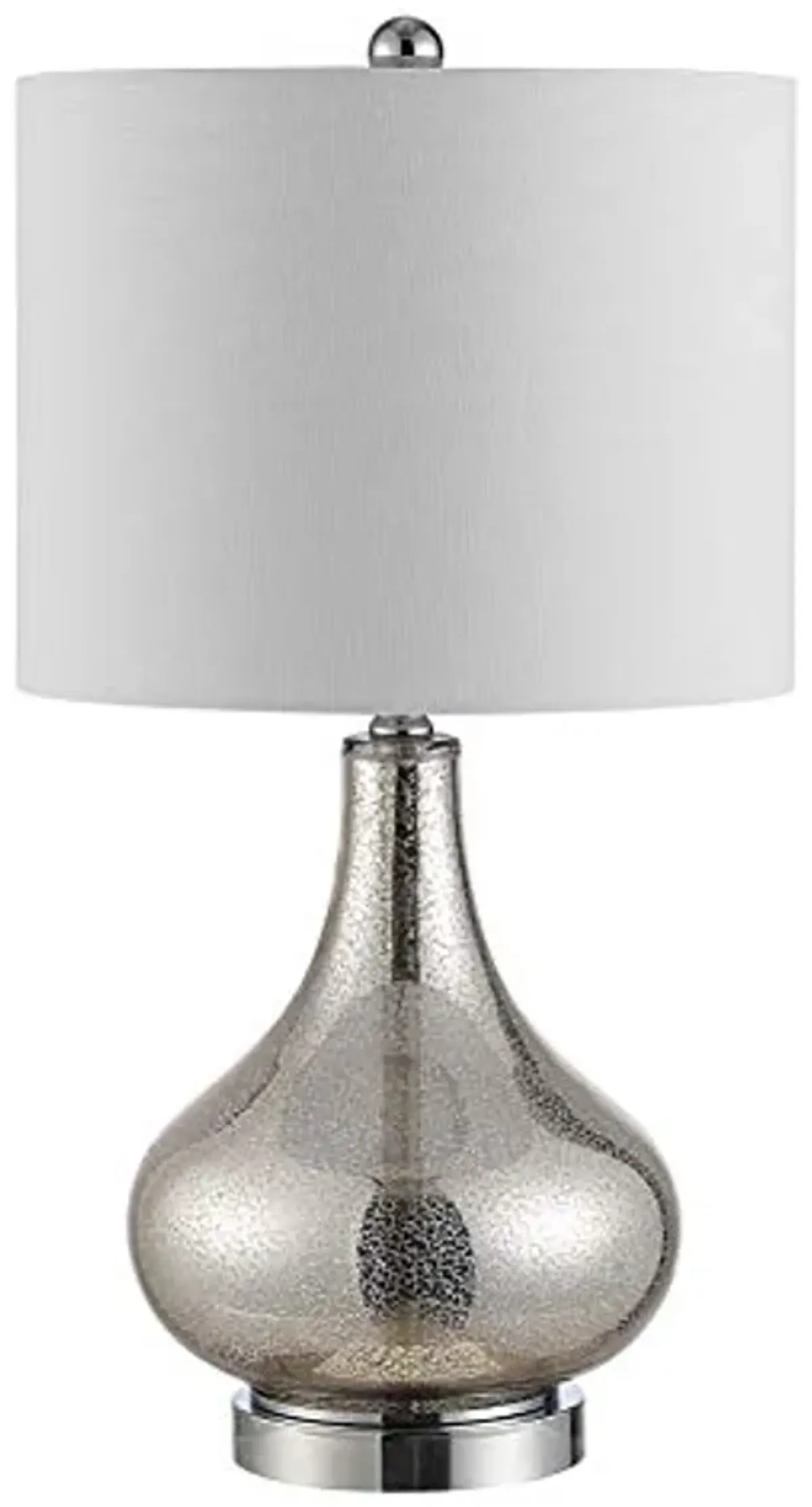 SAFAVIEH Lighting Collection Brooks Silver Glass 24-inch Bedroom Living Room Home Office Desk Nightstand Table Lamp (LED Bulb Included)