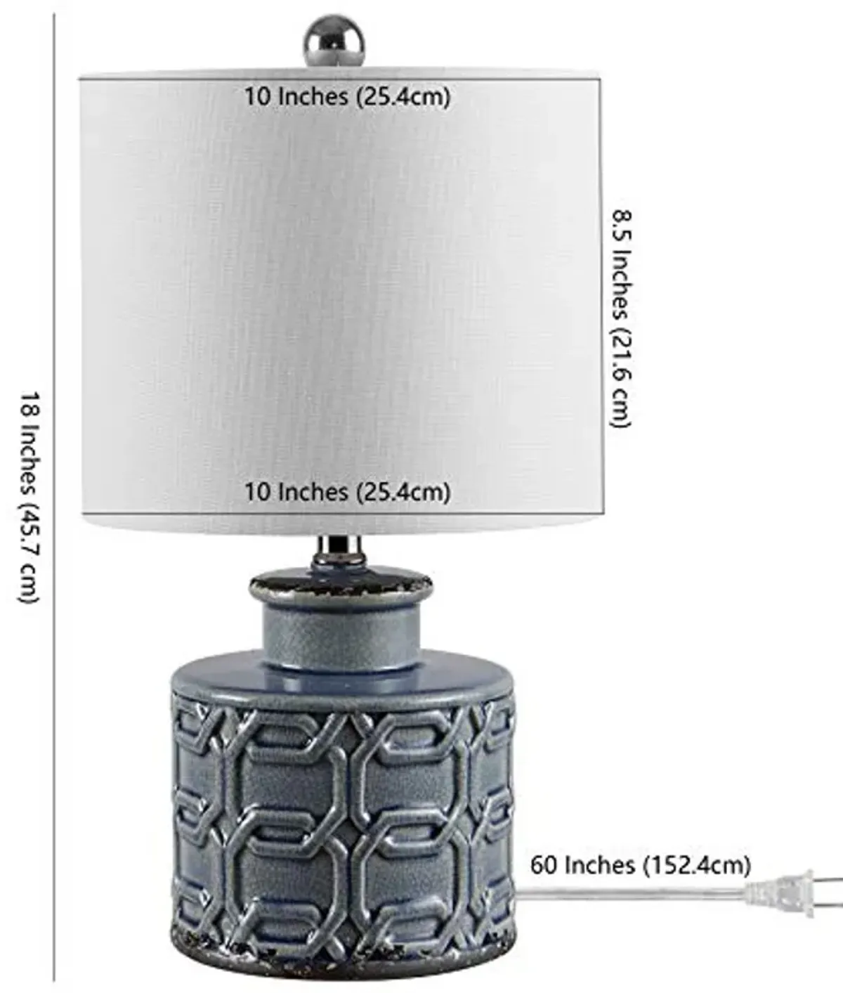 SAFAVIEH Lighting Collection Bijou Modern Contemporary Blue Ceramic 17-inch Bedroom Living Room Home Office Desk Nightstand Table Lamp (LED Bulb Included)