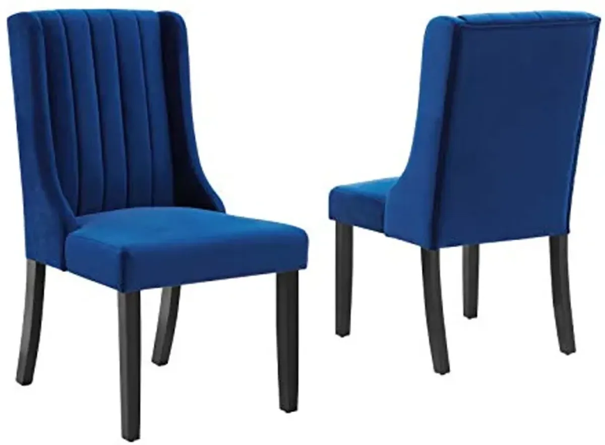 Modway Renew Parsons Performance Velvet Dining Side Chairs - Set of 2 in Navy