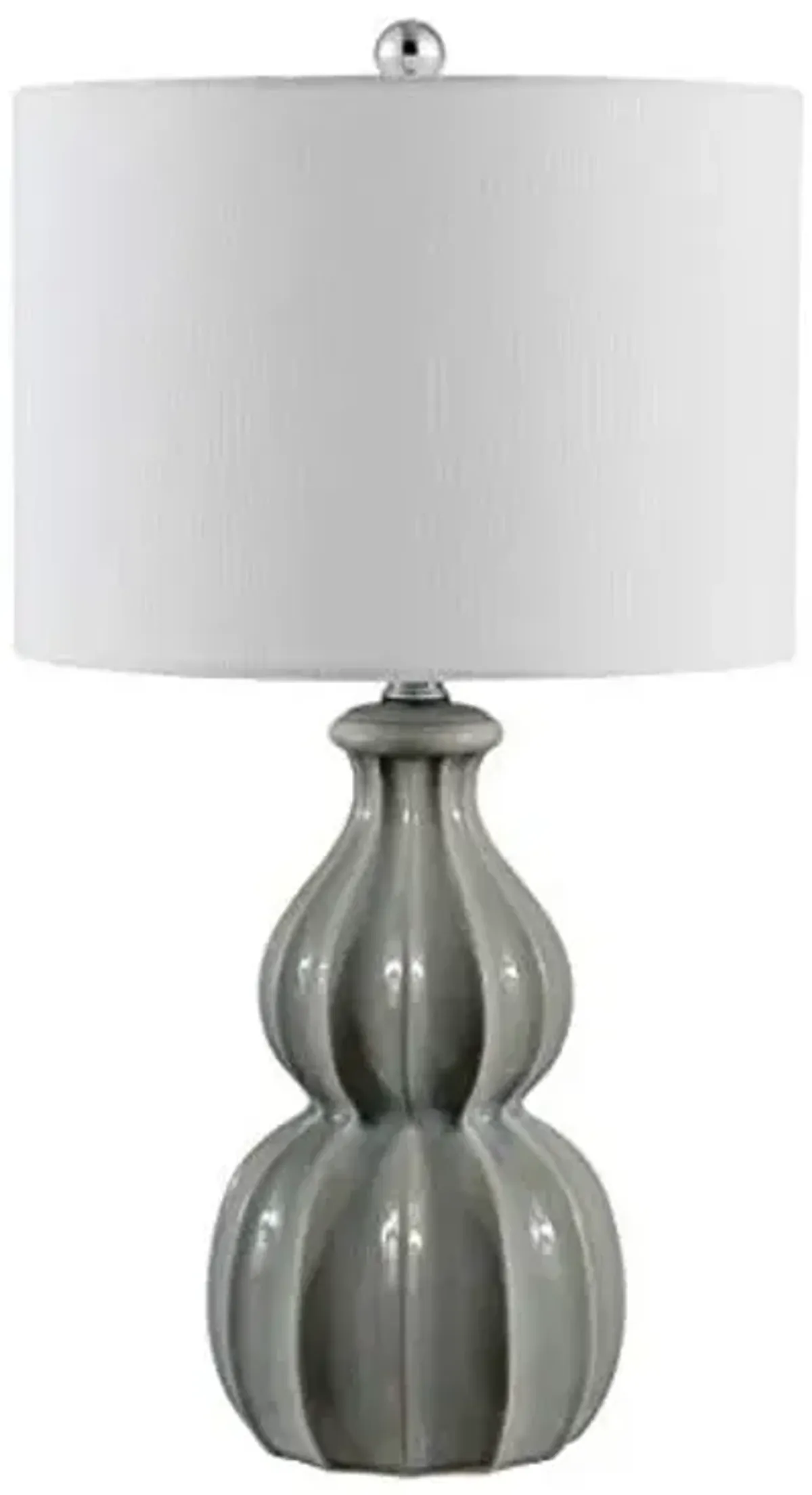 Safavieh Lighting Collection Wade Grey Double Gourd Ceramic 25-inch Bedroom Living Room Home Office Desk Nightstand Table Lamp (LED Bulb Included)