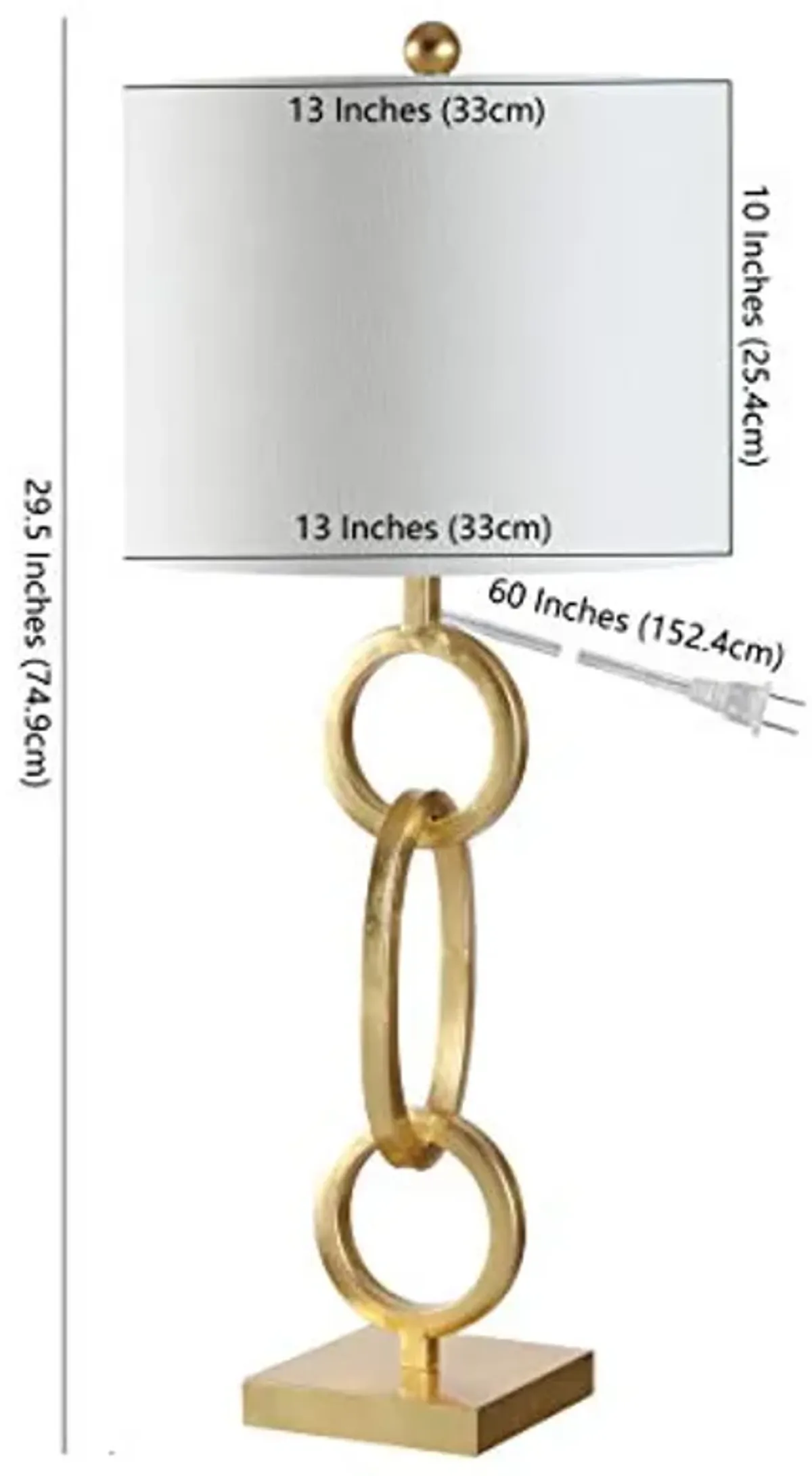 SAFAVIEH Lighting Collection Alaia Modern Contemporary Gold Chain Link Iron 32-inch Bedroom Living Room Home Office Desk Nightstand Table Lamp (LED Bulb Included)
