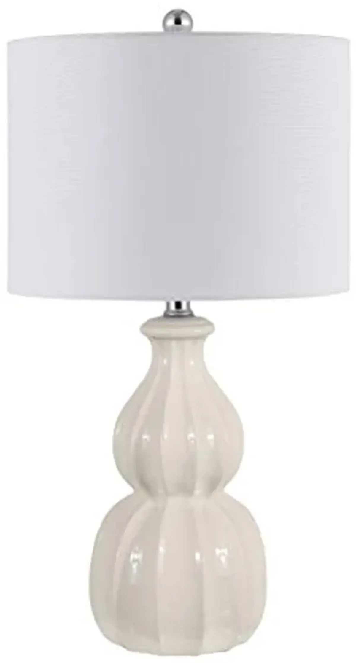 SAFAVIEH Lighting Collection Wade Ivory Double Gourd Ceramic 25-inch Bedroom Living Room Home Office Desk Nightstand Table Lamp (LED Bulb Included)