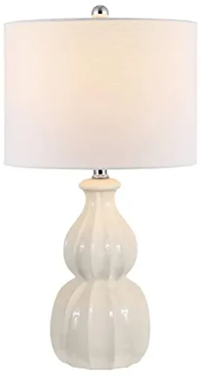 SAFAVIEH Lighting Collection – Wade Ivory Double Gourd Ceramic Table Lamp, 26-Inch Accent Lamp for Bedroom, Living Room, Home Office (TBL4274B)