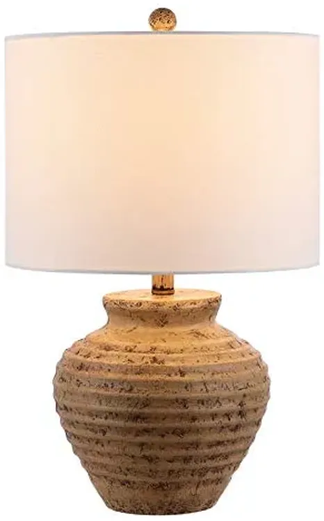 SAFAVIEH Lighting Collection Kamryn Rustic Farmhouse Brown 23-inch Bedroom Living Room Home Office Desk Nightstand Table Lamp (LED Bulb Included)