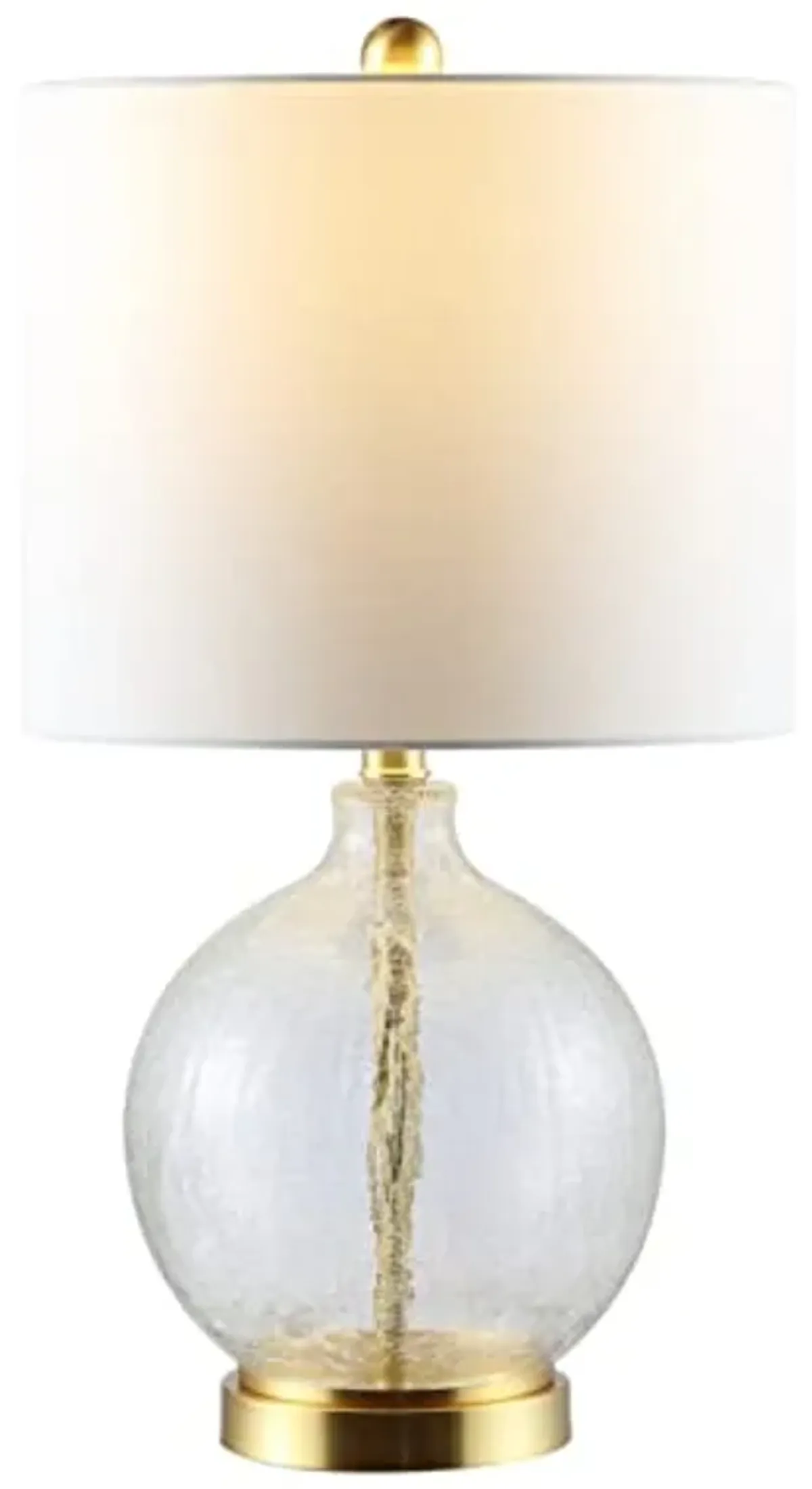 SAFAVIEH Lighting Collection Lovell Clear Glass/ Gold 22-inch Bedroom Living Room Home Office Desk Nightstand Table Lamp (LED Bulb Included)