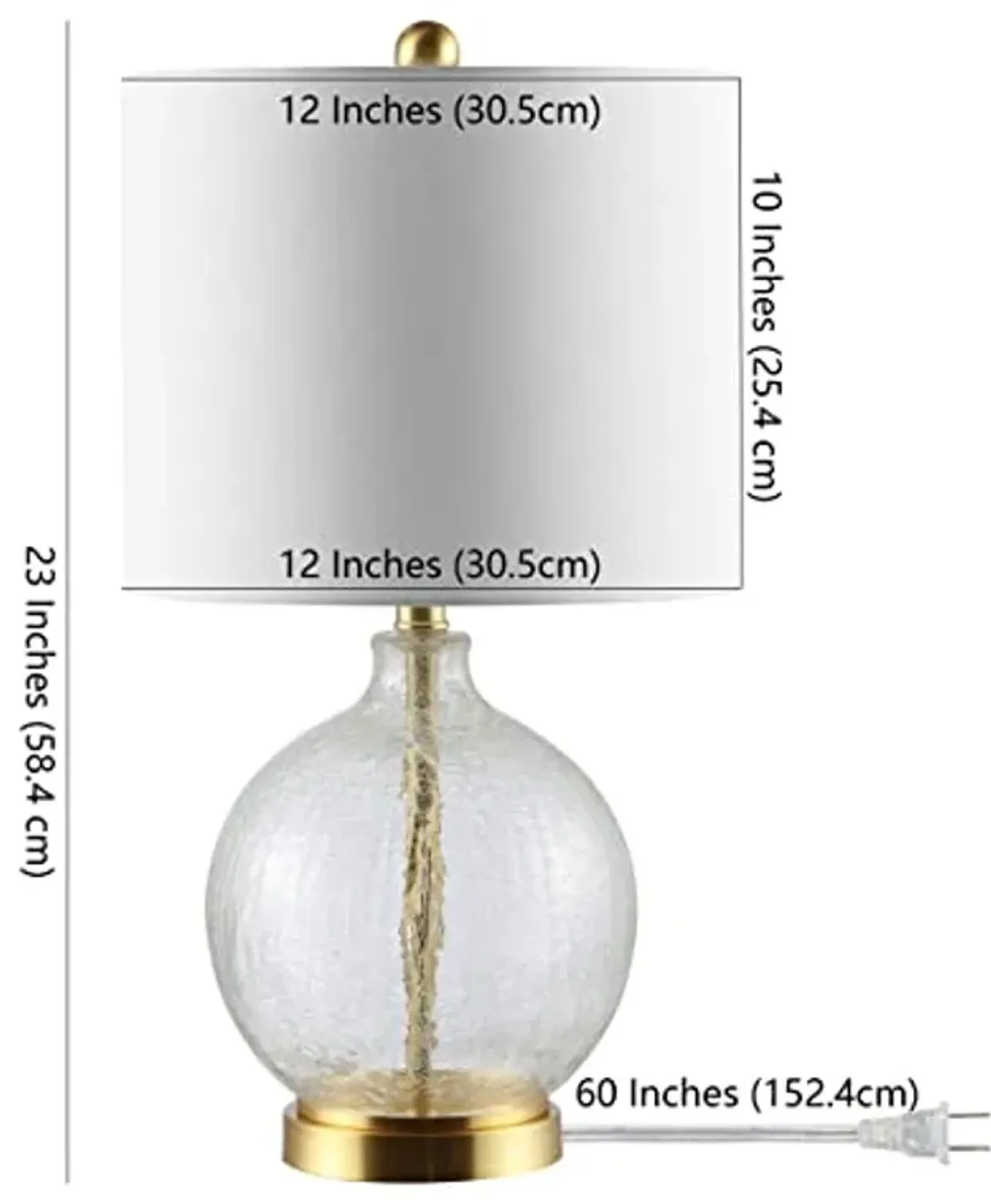 SAFAVIEH Lighting Collection Lovell Clear Glass/ Gold 22-inch Bedroom Living Room Home Office Desk Nightstand Table Lamp (LED Bulb Included)