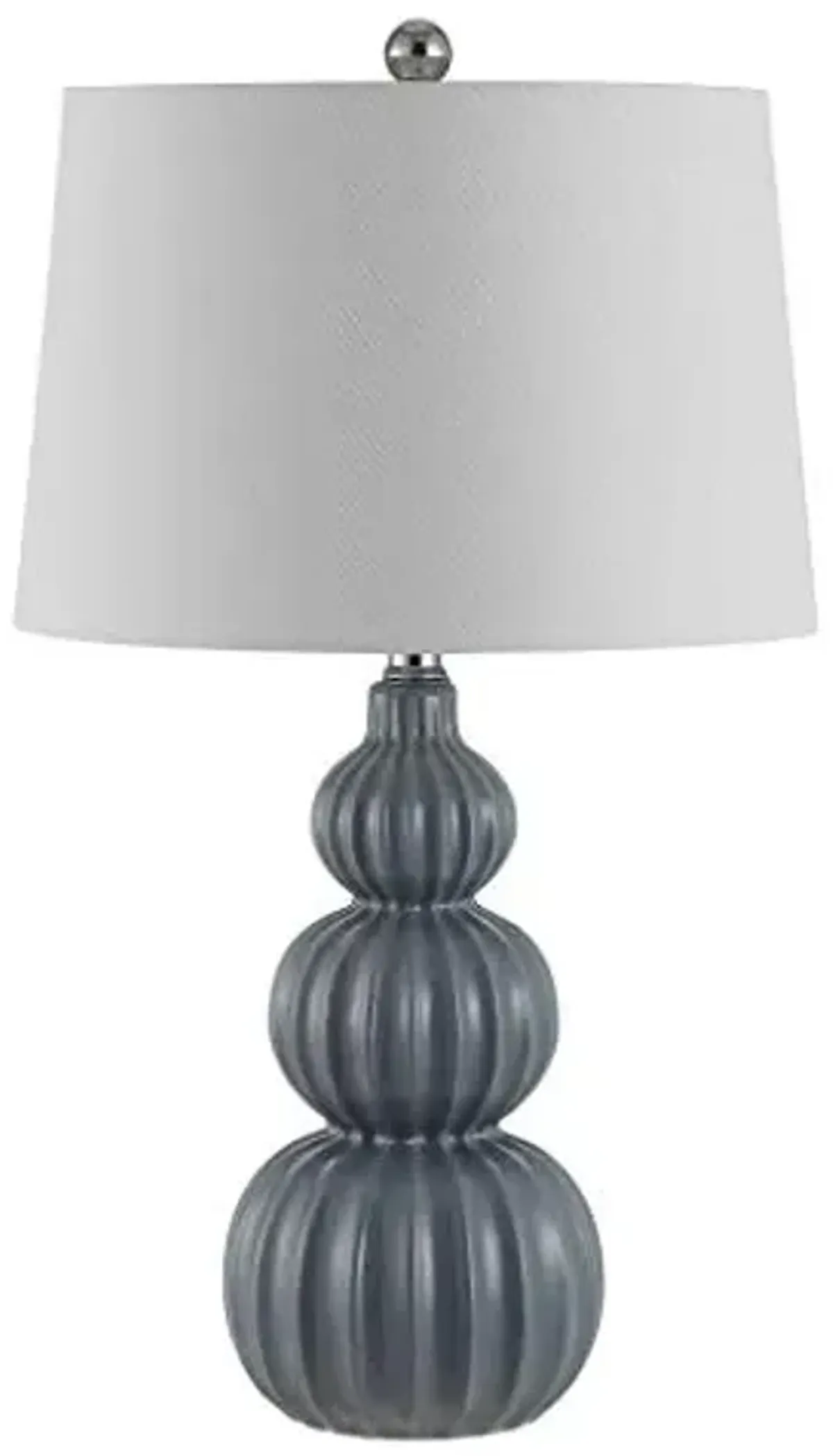 Safavieh Lighting Collection Corina Grey Triple Gourd Ceramic 26-inch Bedroom Living Room Home Office Desk Nightstand Table Lamp (LED Bulb Included)