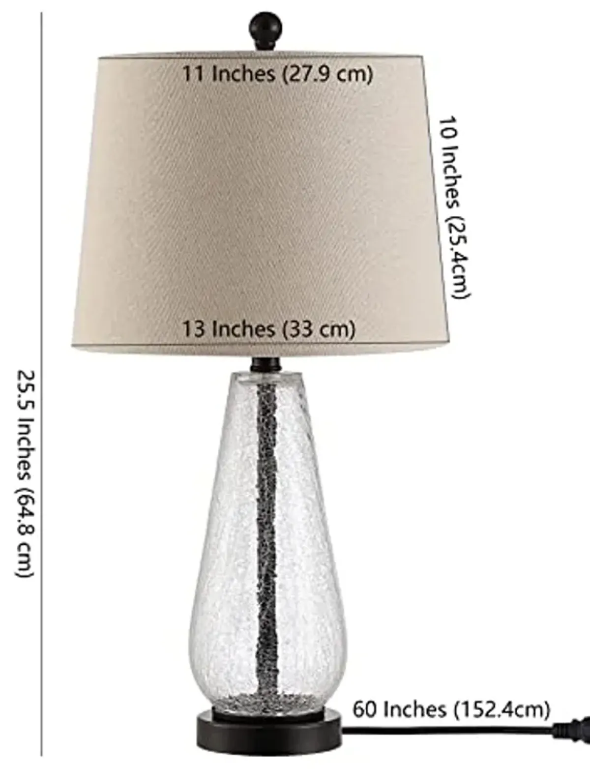 SAFAVIEH Lighting Collection Naila Modern Contemporary Farmhouse Clear Glass 26-inch Bedroom Living Room Home Office Desk Nightstand Table Lamp (LED Bulb Included)