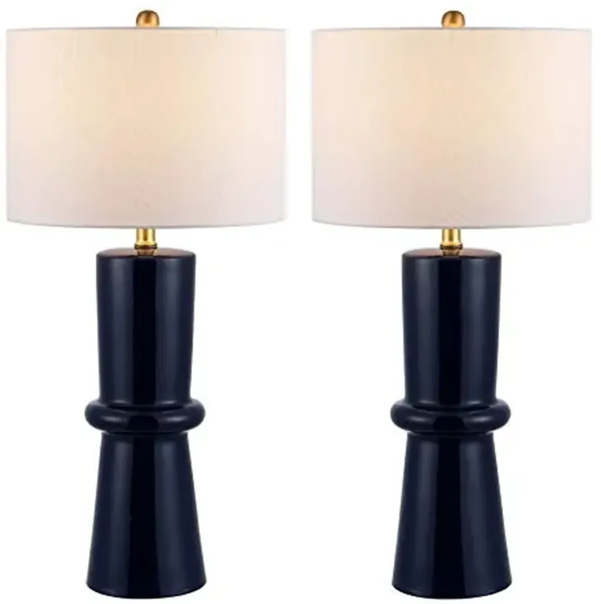 SAFAVIEH Lighting Collection Ellaria Modern Navy Blue Ceramic 31-inch Bedroom Living Room Home Office Desk Nightstand Table Lamp Set of 2 (LED Bulbs Included)