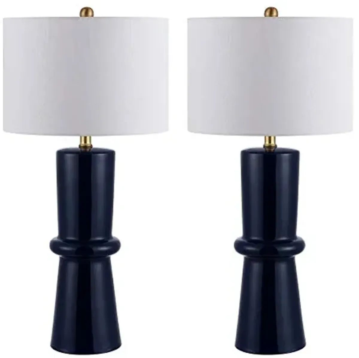 SAFAVIEH Lighting Collection Ellaria Modern Navy Blue Ceramic 31-inch Bedroom Living Room Home Office Desk Nightstand Table Lamp Set of 2 (LED Bulbs Included)