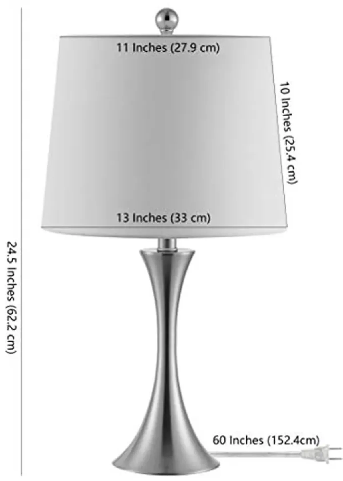 SAFAVIEH Lighting Collection Benita Modern Contemporary Nickel Iron 24-inch Bedroom Living Room Home Office Desk Nightstand Table Lamp (LED Bulb Included)