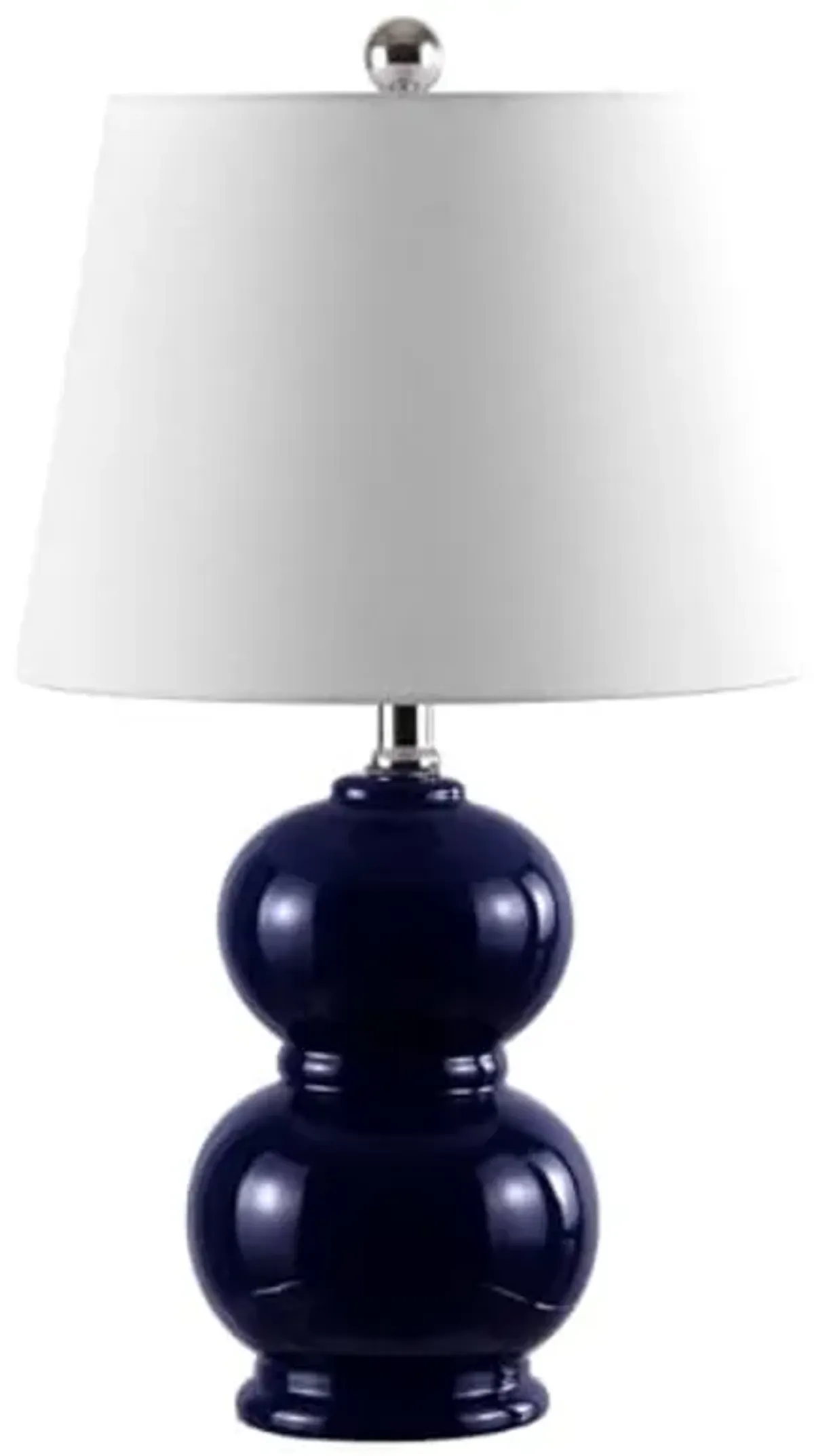 SAFAVIEH Lighting Collection Everlee Modern Contemporary Navy Ceramic Double Gourd 22-inch Bedroom Living Room Home Office Desk Nightstand Table Lamp (LED Bulb Included)