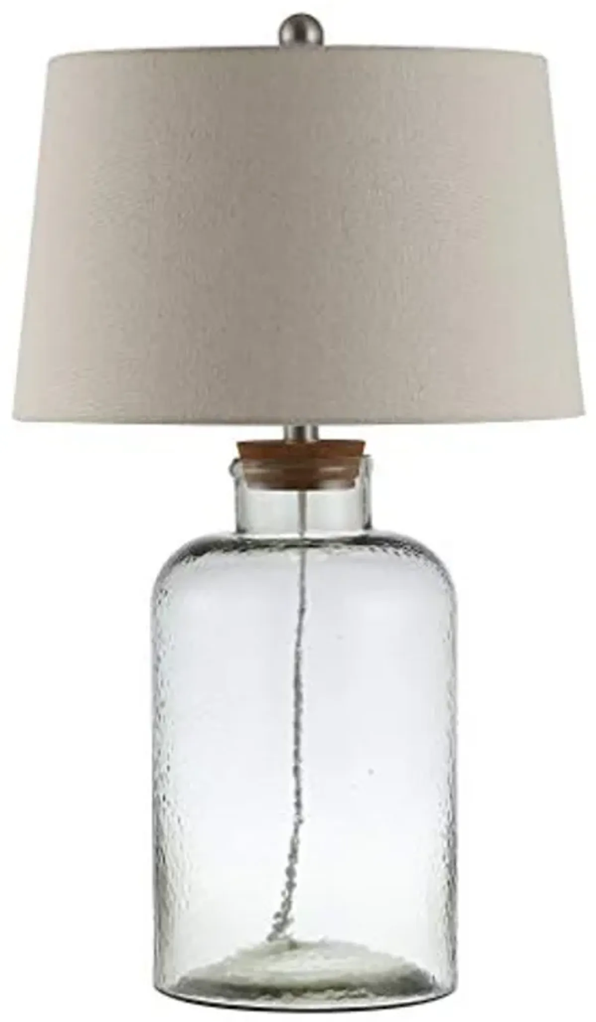 SAFAVIEH Lighting Collection Caden Clear Glass 28-inch Bedroom Living Room Home Office Desk Nightstand Table Lamp Set of 2 (LED Bulbs Included)