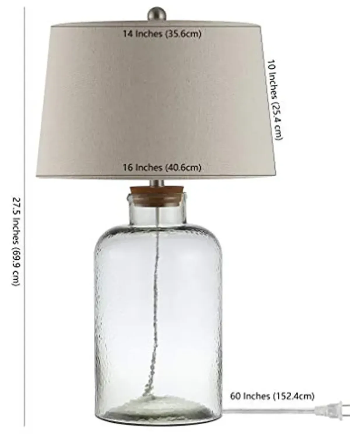 SAFAVIEH Lighting Collection Caden Clear Glass 28-inch Bedroom Living Room Home Office Desk Nightstand Table Lamp Set of 2 (LED Bulbs Included)