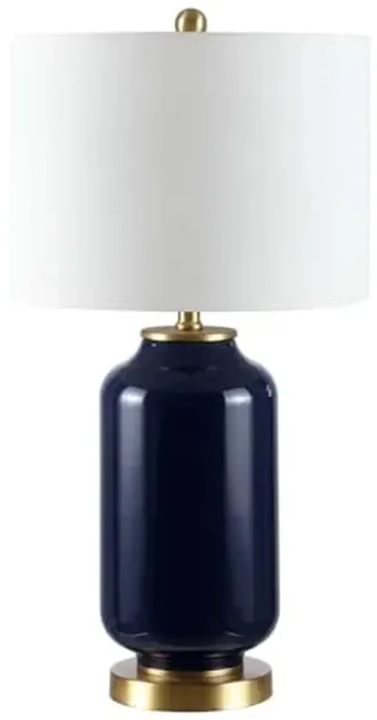 SAFAVIEH Lighting Collection Amaia Modern Contemporary Navy Glass 26-inch Bedroom Living Room Home Office Desk Nightstand Table Lamp (LED Bulb Included)