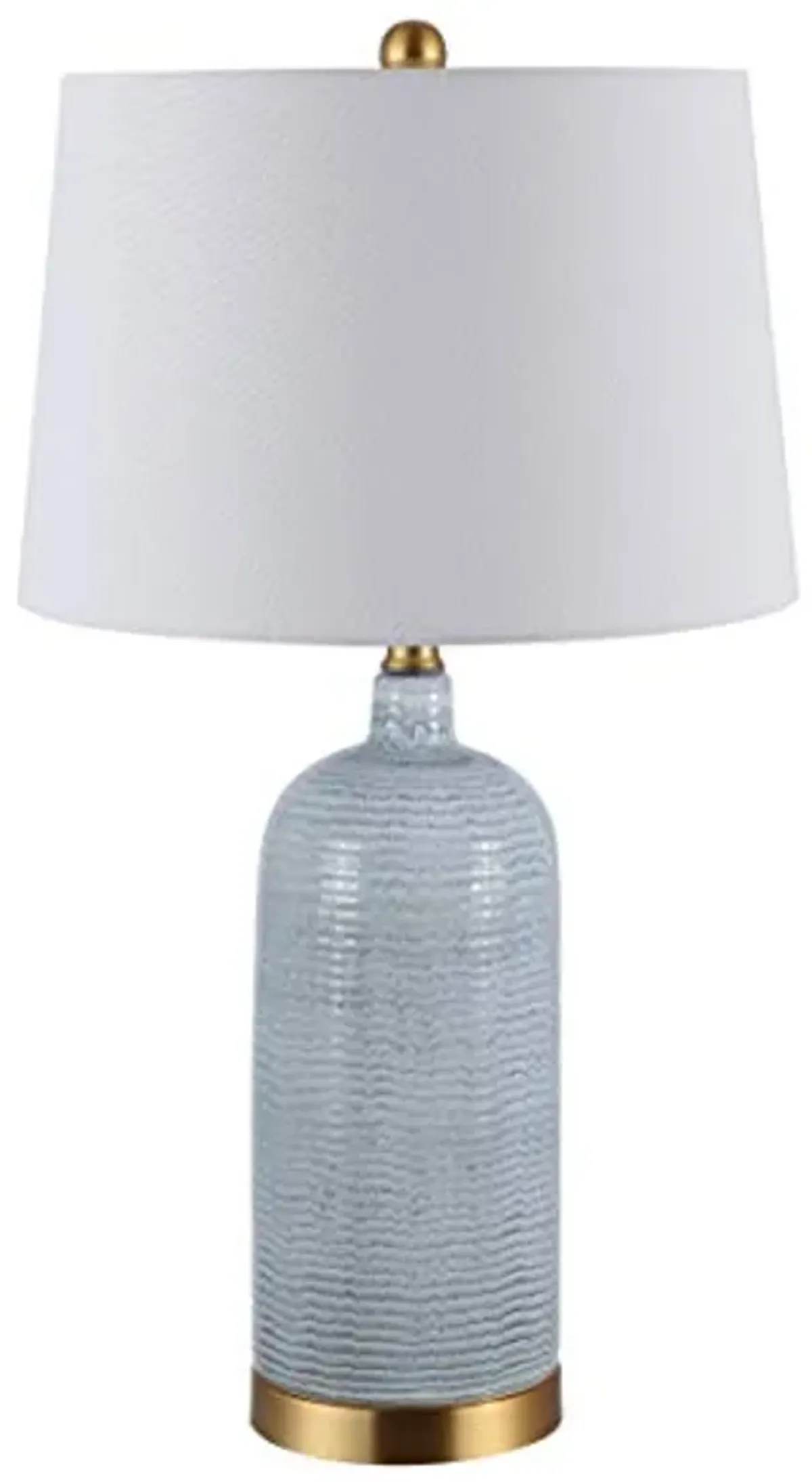 SAFAVIEH Lighting Collection Stark Blue Glass 27-inch Bedroom Living Room Home Office Desk Nightstand Table Lamp (LED Bulb Included)