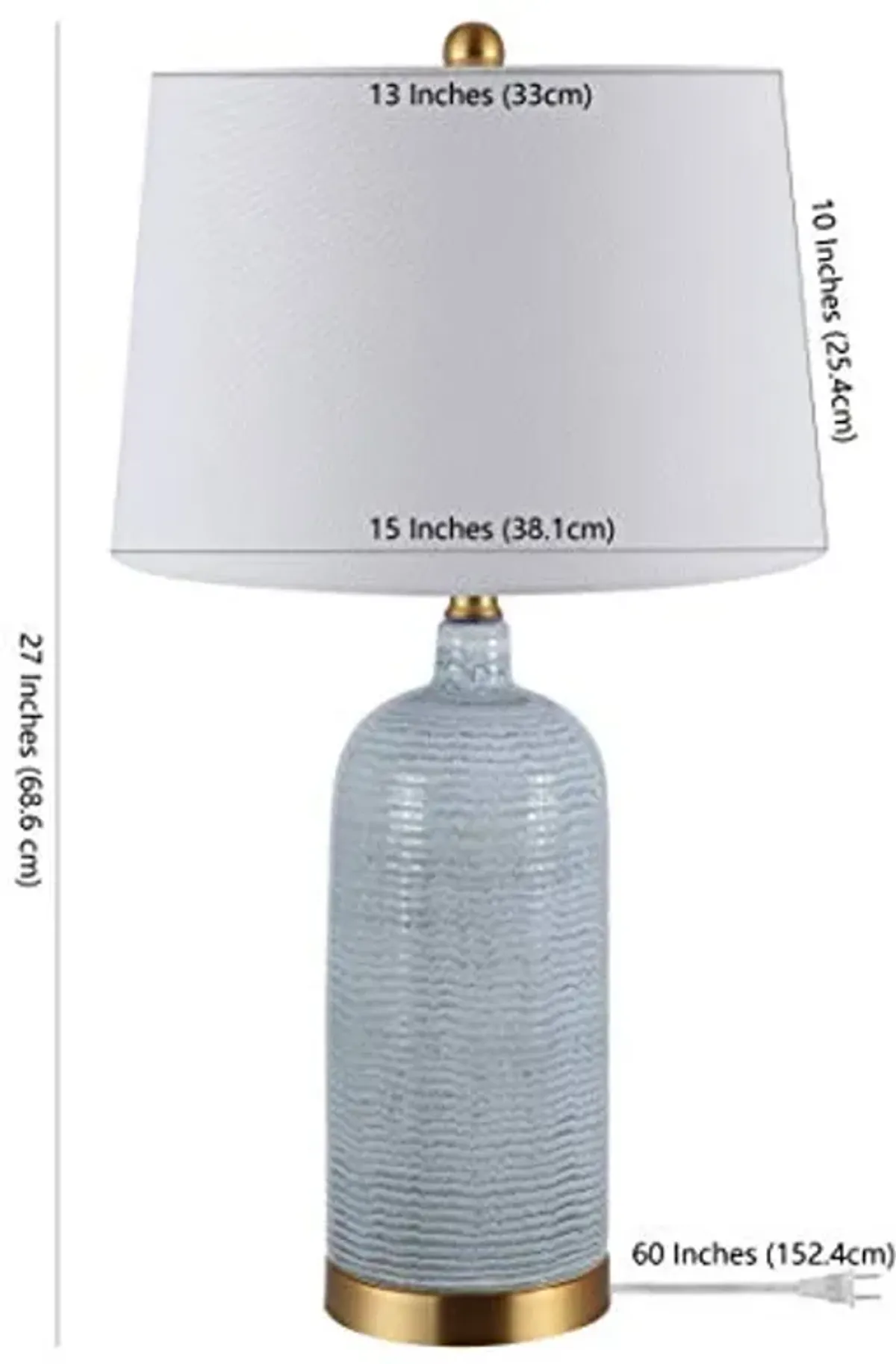 SAFAVIEH Lighting Collection Stark Blue Glass 27-inch Bedroom Living Room Home Office Desk Nightstand Table Lamp (LED Bulb Included)