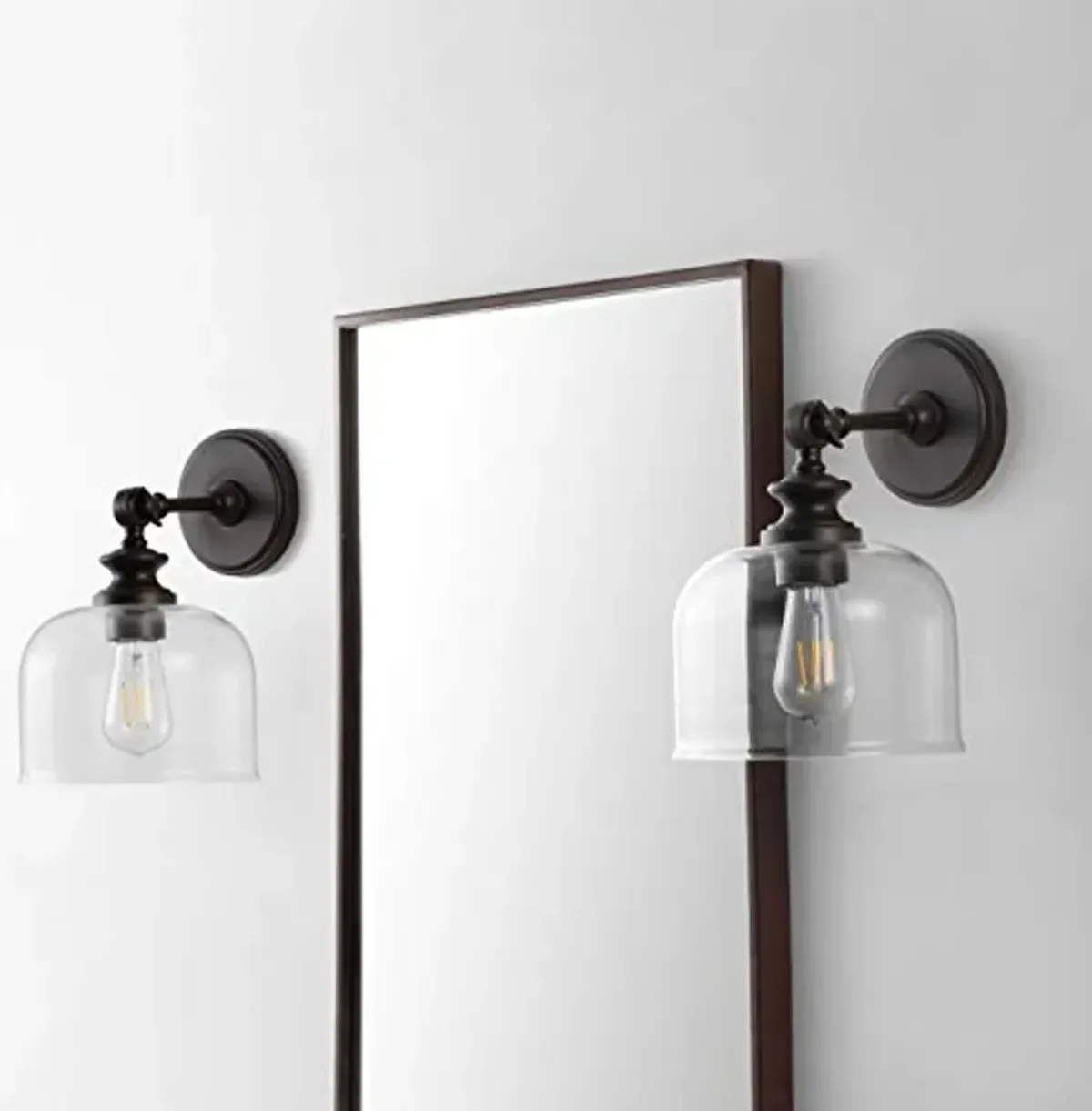 SAFAVIEH Lighting Collection Neri Oil-Rubbed Bronze/Glass Wall Sconce (Set of 2) -LED Bulb Included SCN4065A-SET2