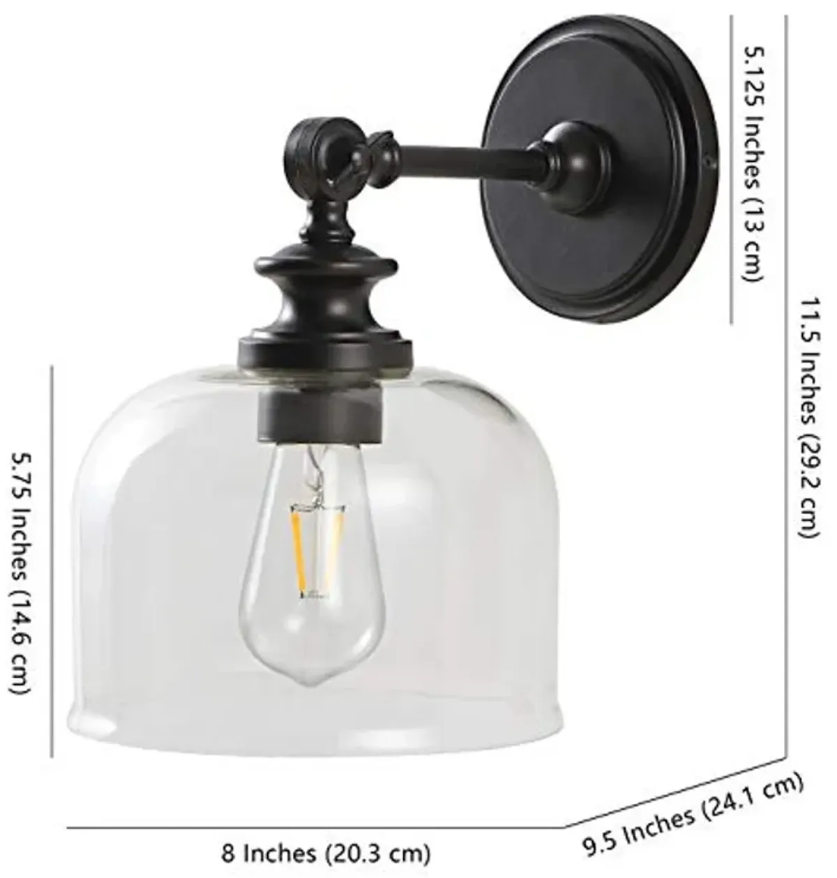 SAFAVIEH Lighting Collection Neri Oil-Rubbed Bronze/Glass Wall Sconce (Set of 2) -LED Bulb Included SCN4065A-SET2