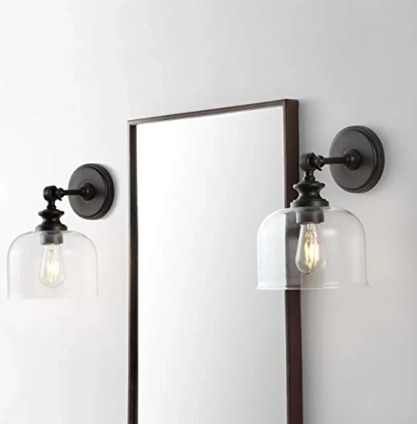 SAFAVIEH Lighting Collection Neri Oil-Rubbed Bronze/Glass Wall Sconce (Set of 2) -LED Bulb Included SCN4065A-SET2