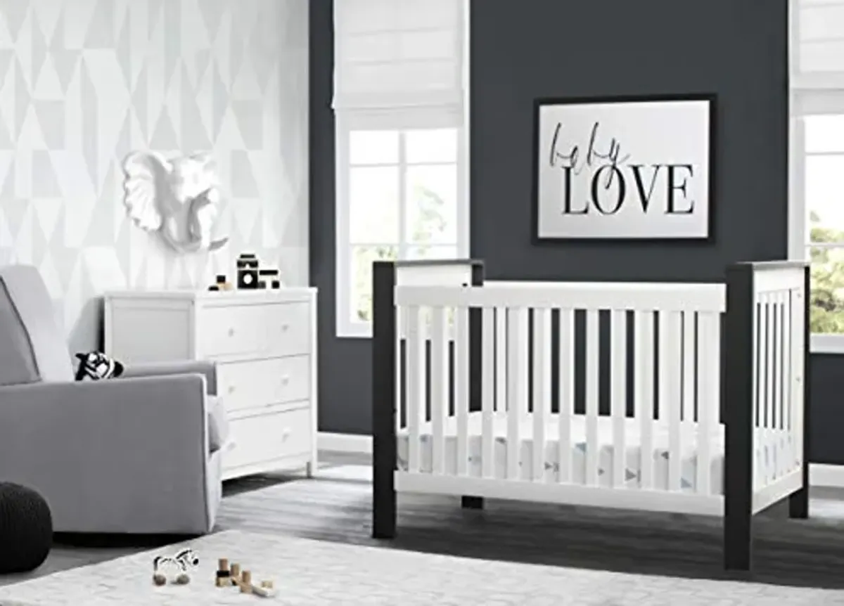 Delta Children Miles 4-in-1 Convertible Crib, Bianca White/Textured Midnight Grey