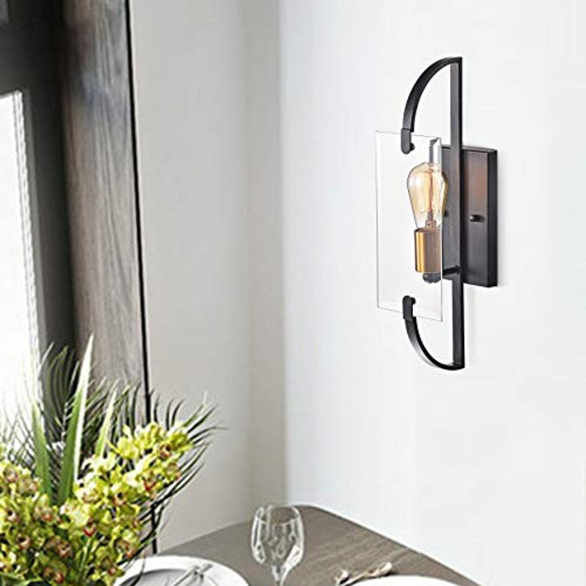 Jojospring Antique Black and Metallic Gold Glass Wall Sconce FD-8227-WWZ