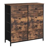 SONGMICS Industrial Dresser Storage Tower, Metal Frame, Wooden Top and Front, 8 Fabric Drawers, Rustic Brown + Black
