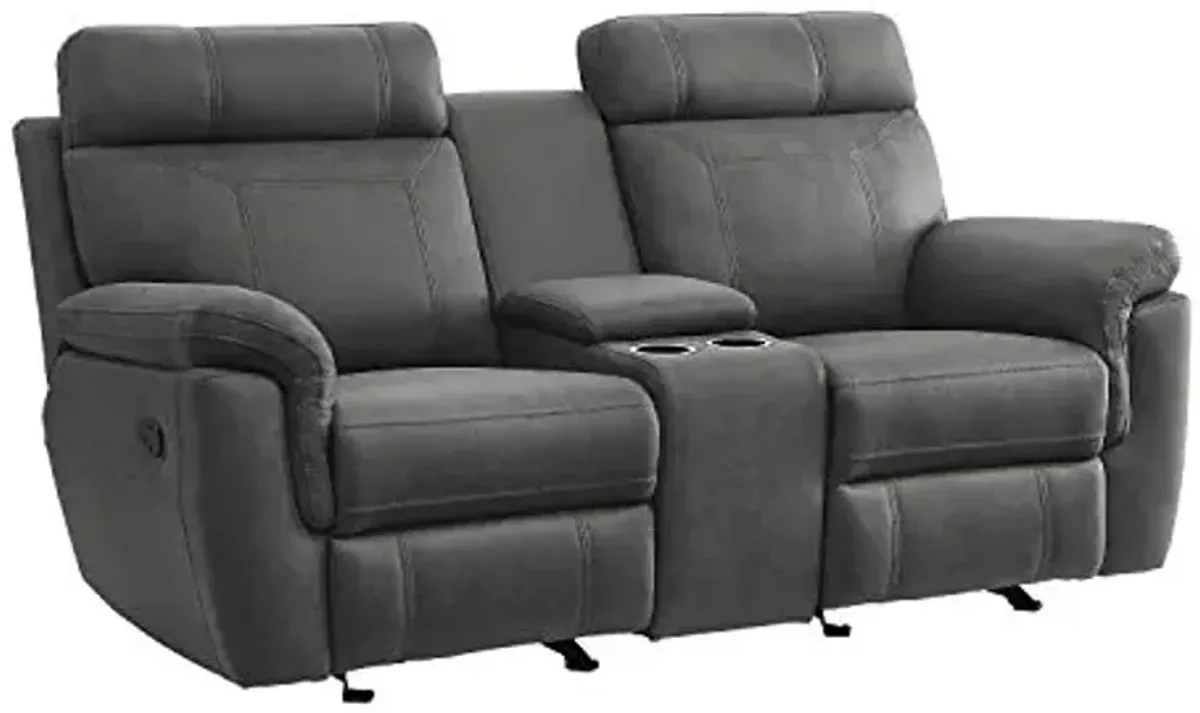 Lexicon Valois Double Glider Reclining Loveseat, Gray