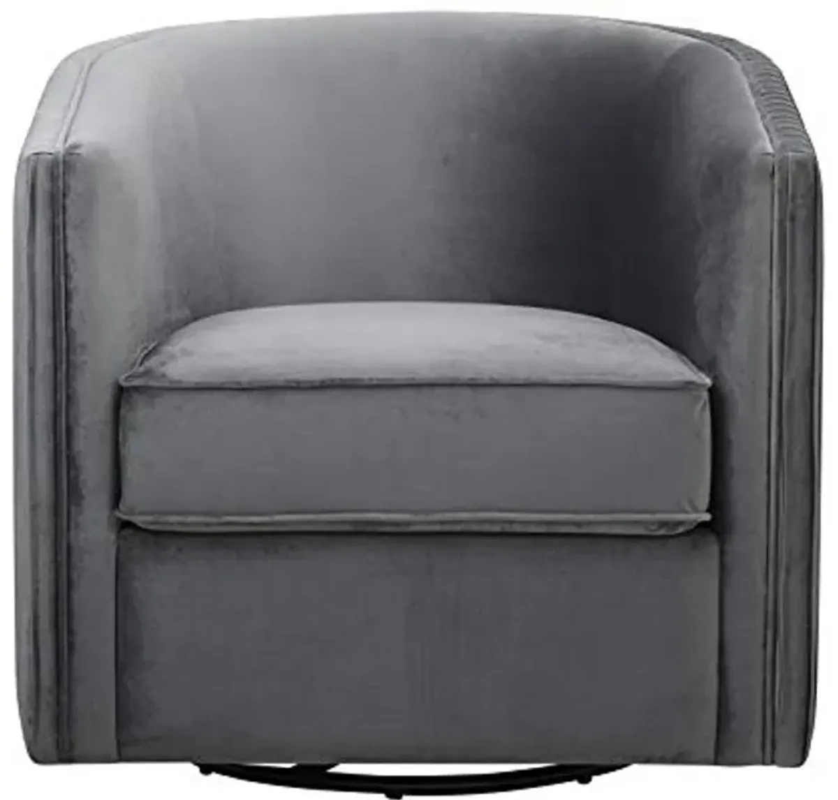 Lexicon Inara 30.5" W Velvet Swivel Barrel Chair, Gray