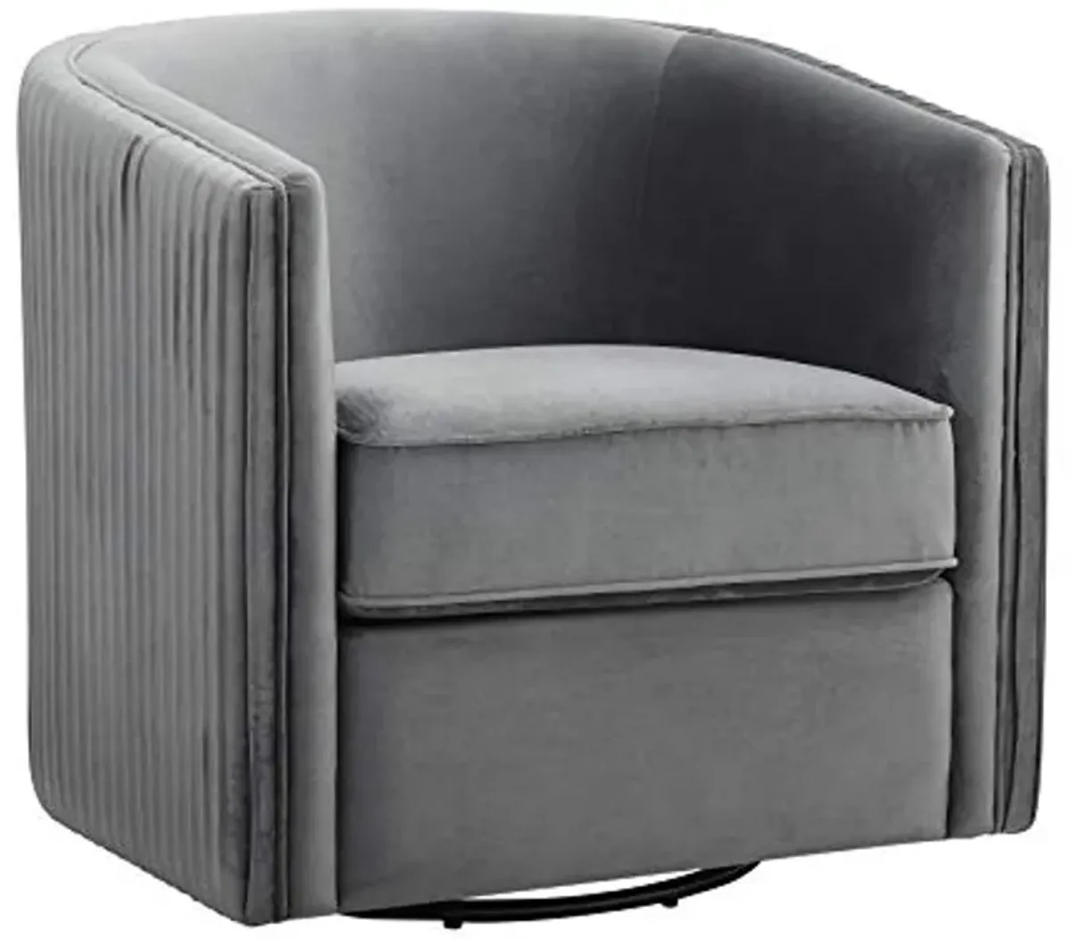 Lexicon Inara 30.5" W Velvet Swivel Barrel Chair, Gray