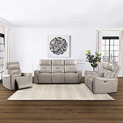Lexicon Edelweiss 3-Piece Power Reclining Living Room Set, Light Gray