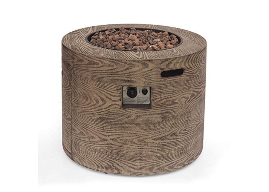 Christopher Knight Home Senoia Outdoor FIRE Pit, Wood Pattern Brown