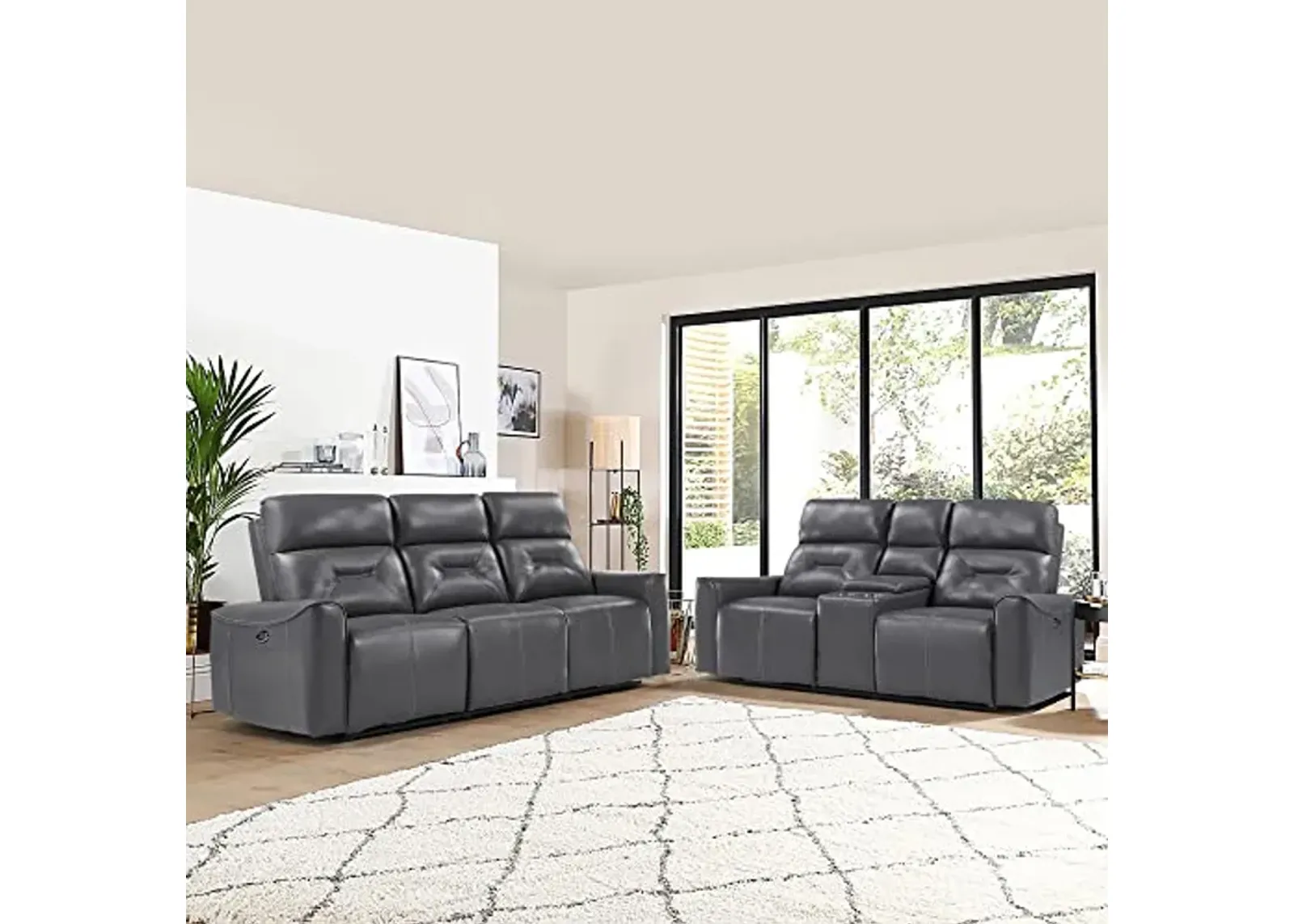 Lexicon Edelweiss 2-Piece Power Reclining Living Room Set, Dark Gray