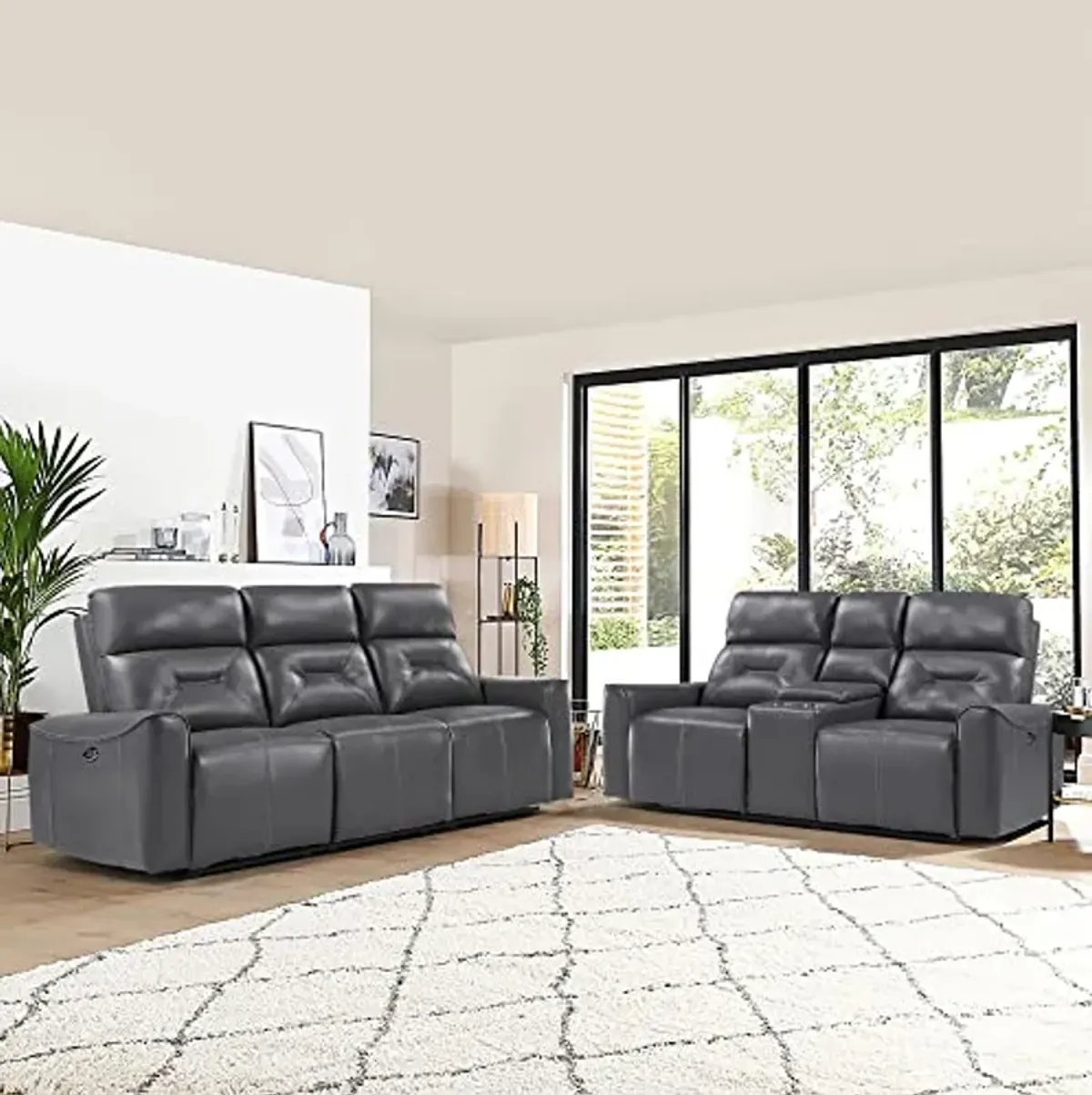 Lexicon Edelweiss 2-Piece Power Reclining Living Room Set, Dark Gray