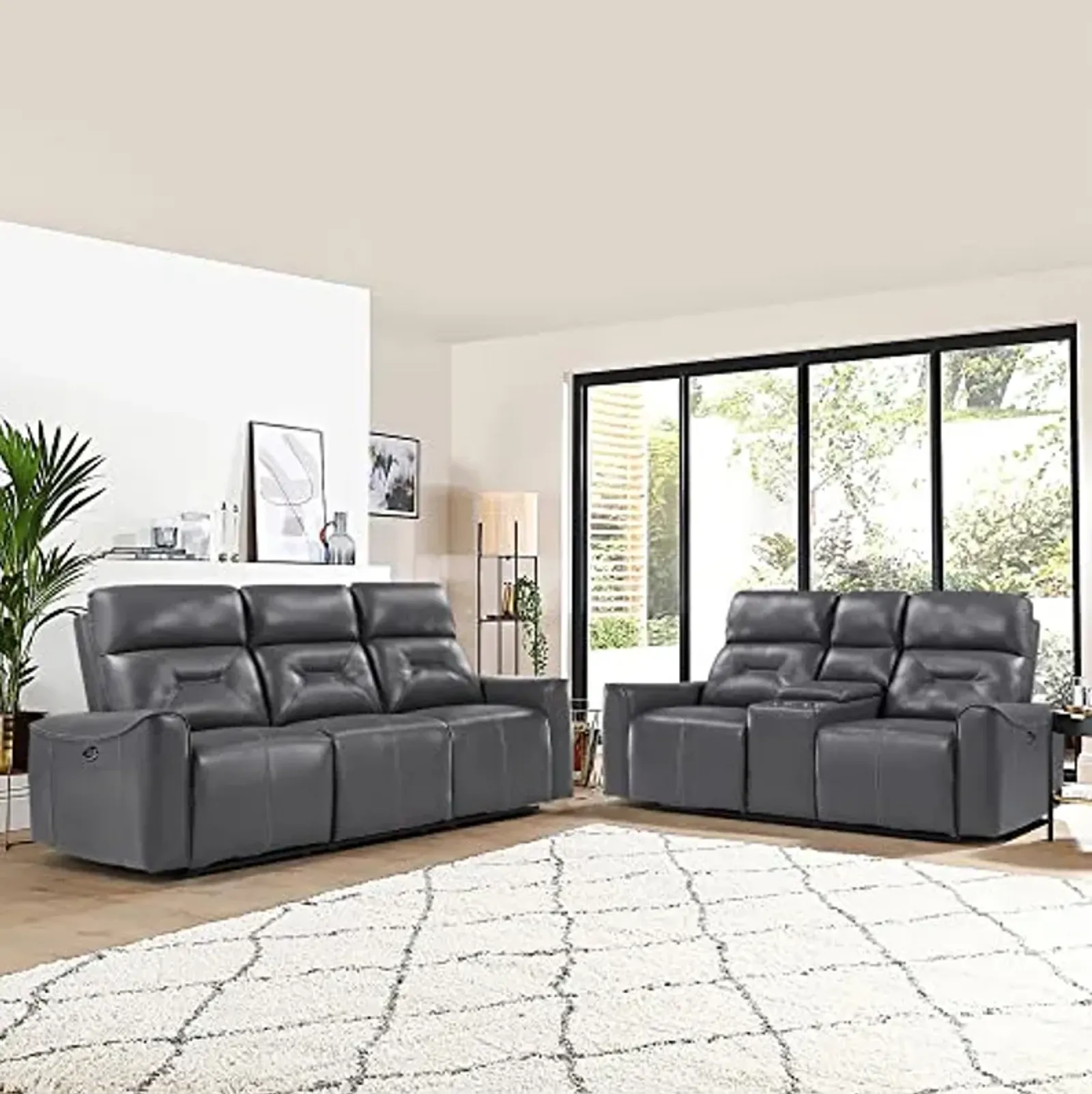 Lexicon Edelweiss 2-Piece Power Reclining Living Room Set, Dark Gray