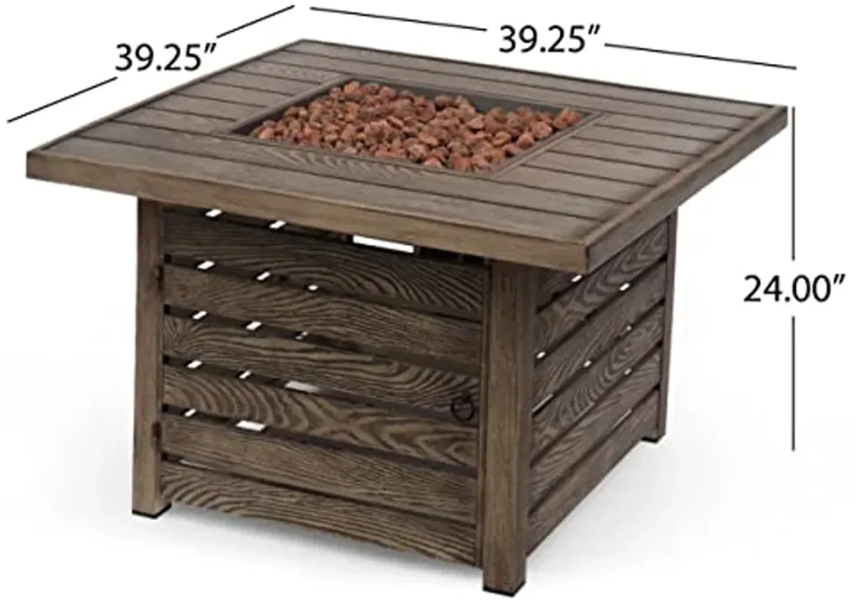 Christopher Knight Home Elberton Outdoor FIRE Pit, Wood Pattern Brown