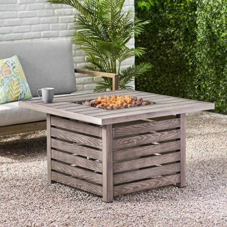 Christopher Knight Home Elberton Outdoor FIRE Pit, Wood Pattern Brown