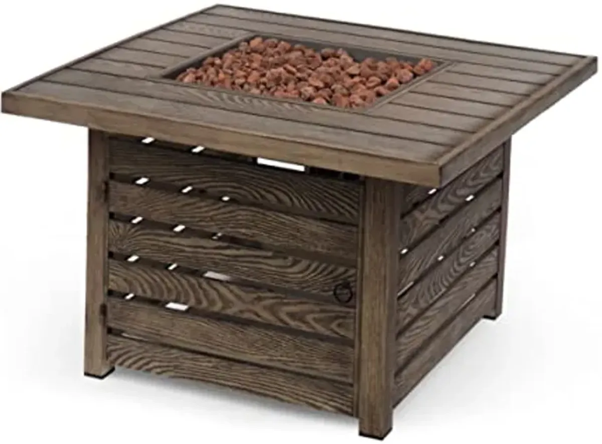 Christopher Knight Home Elberton Outdoor FIRE Pit, Wood Pattern Brown