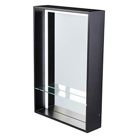 SEI Furniture Wervin Lighted Mirror w/ Shelf, Black