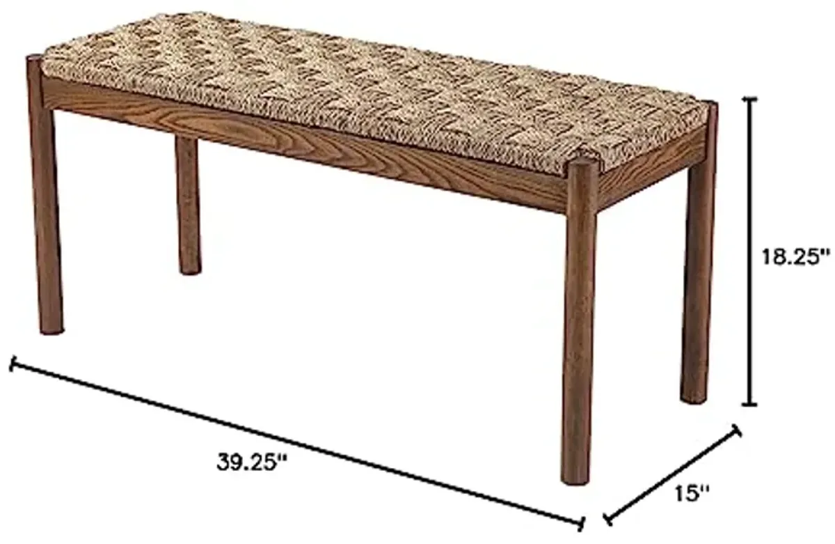 SEI Furniture Scalby Natural Seagrass Bench, Brown w/Natural Seagrass